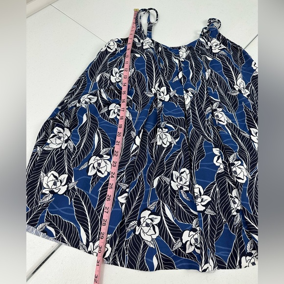 Swim Solutions Blue Floral One Piece Swimsuit Tummy Control Tankini Size 18W - Picture 7 of 13